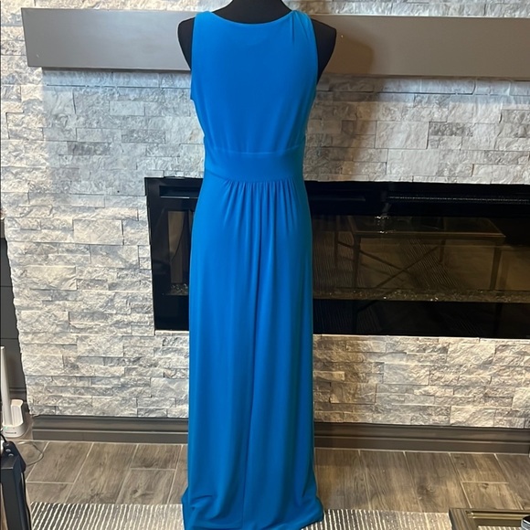 Ralph Lauren Blue Sleeveless V-Neck Prom Maxi Dress - Picture 7 of 11